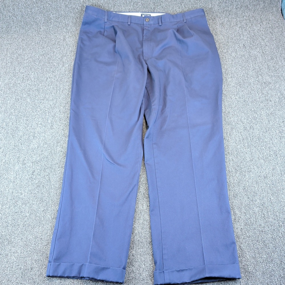 Lands End Mens Pleated Chino Pants 44 Tall Navy Blue Traditional Fit Cuffed — photo 2